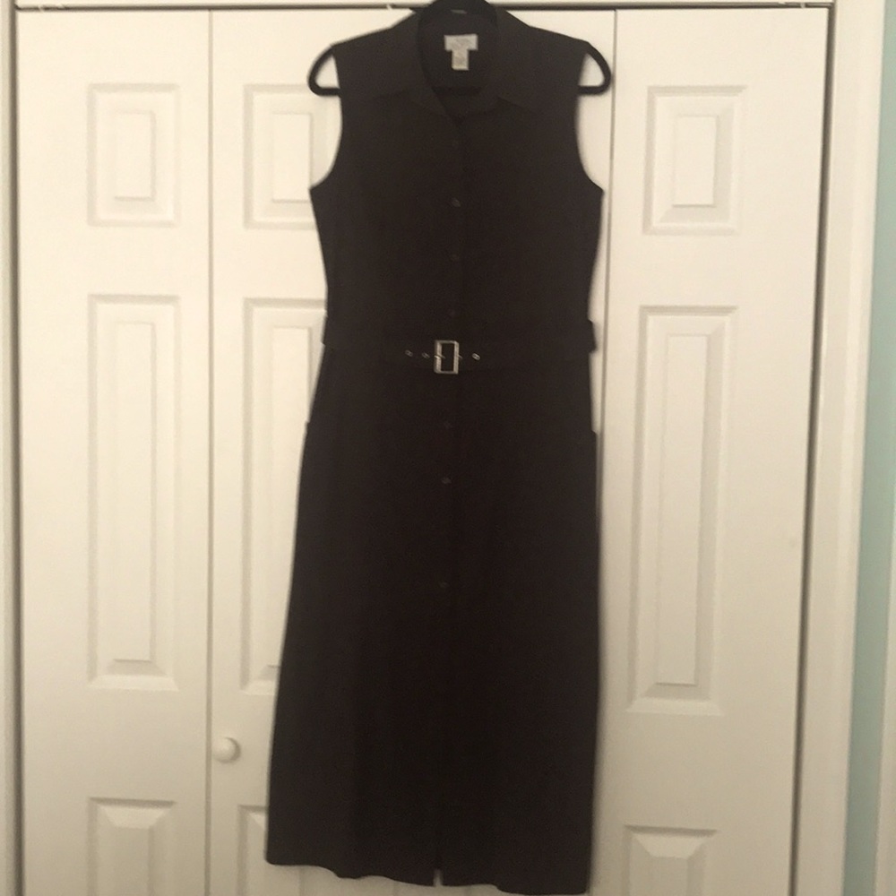 Ann Taylor Loft brown button down dress with belt